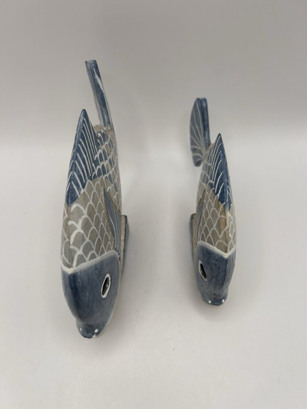 Pair Hand Painted Carved Wood Tropical Fish Coastal Beach Nautical Decor Vintage - Picture 7 of 16